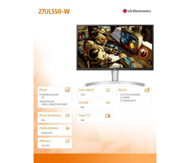 LG 27'' 27UL550-W 4K HDR Biały - 491691 - zdjęcie 13